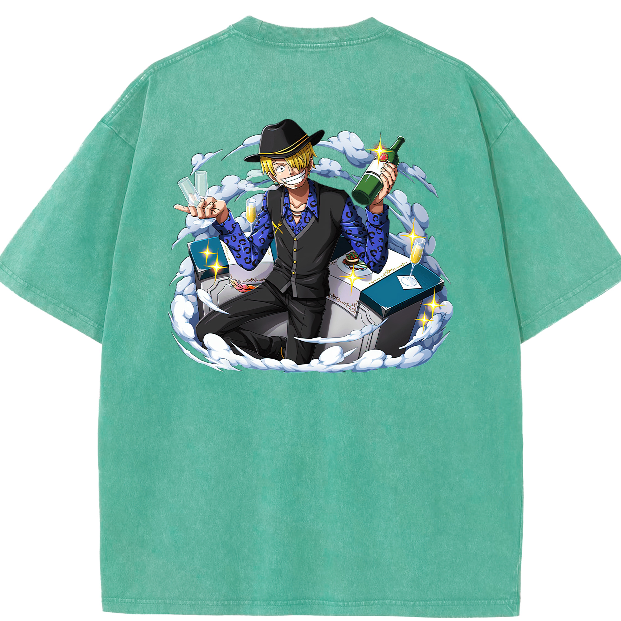 ワンピース サンジ ONE PIECE Sanji 綿100% ヴィンテージ風 半袖Tシャツ（背面プリント）